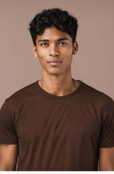 Camiseta teñida de anilina café oscuro