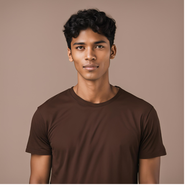 Camiseta teñida de anilina café oscuro