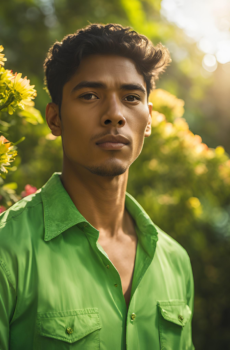 Camisa teñida con anilina verde perico