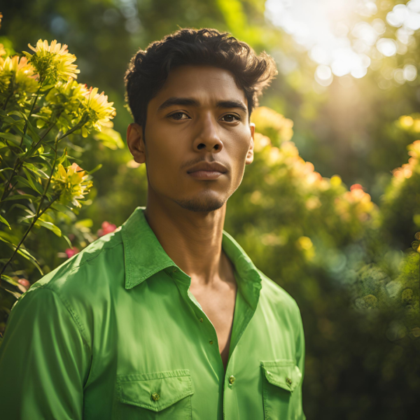 Camisa teñida con anilina verde perico