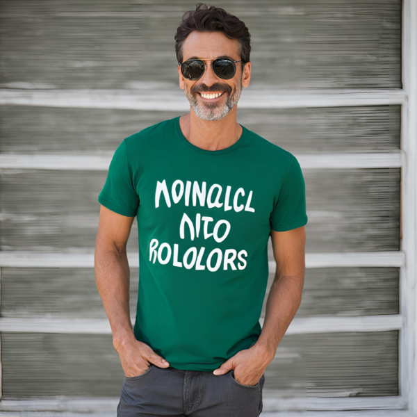 Hombre con una camiseta color verde malaquita